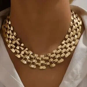 Luxe Gold tone Chunky Statement Chain Necklace